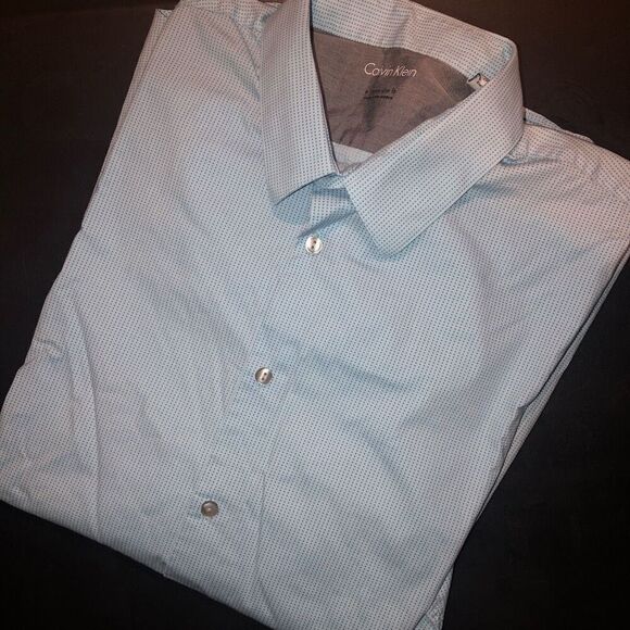 Calvin Klein Extreme Slim Fit | Blue Dot | 17 34/35 - Picture 1 of 6